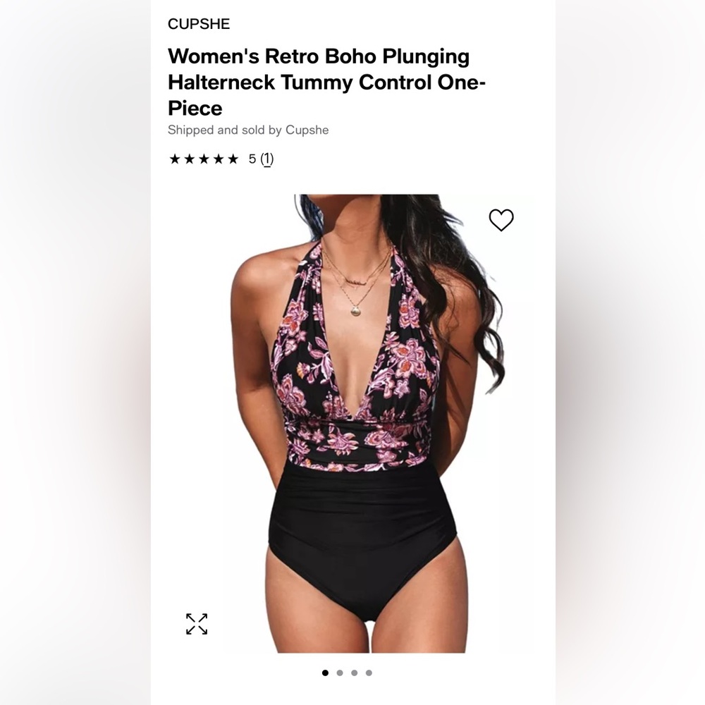 Women's Retro Boho Plunging Halterneck Tummy Control One-Piece